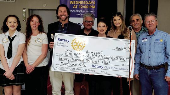 Rotary honors Burdick with scholarship check to TXST