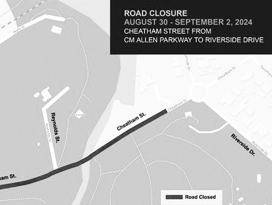 Cheatham Street road closure this weekend