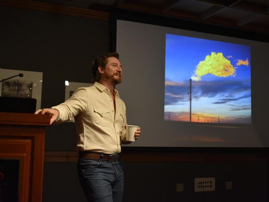 Christian Wallace speaks at the Wittliff