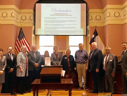 Comal County proclaims October as 'Mediation Awareness Month'