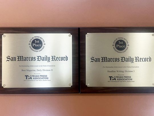 Daily Record receives 1st place awards at Texas Press Association, Texas AP awards 