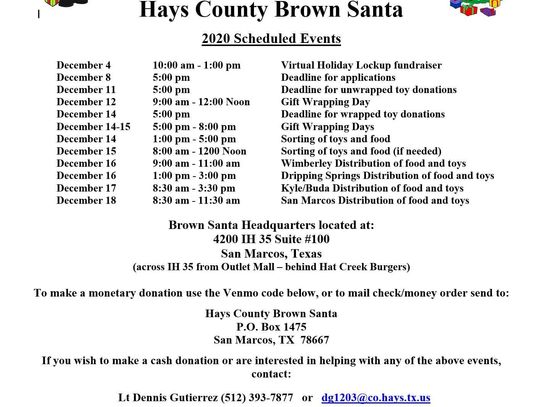 Hays County Sheriff's Office calls for Elves' help with Brown Santa 