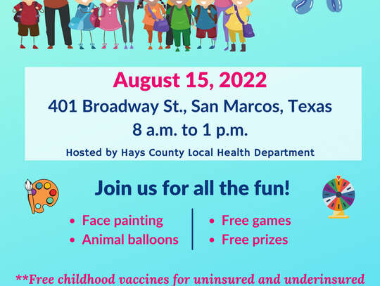 Hays County to host back-to-school  fair, provide childhood vaccines 