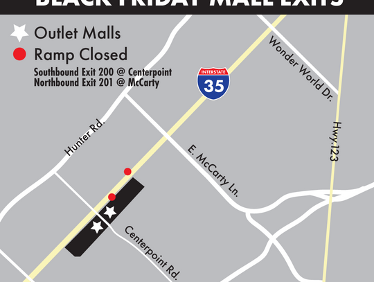 Interstate 35 exits to close for Black Friday 