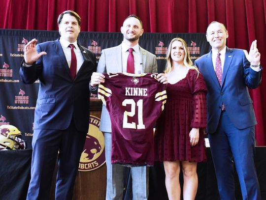 Kinne officially introduced as TXST’s head coach