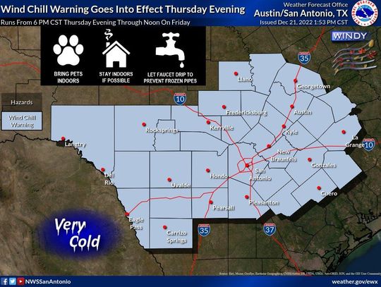 National Weather Service issues wind chill, hard freeze warnings 