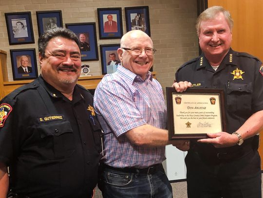 Outgoing County Crimestoppers chair honored by sheriff  