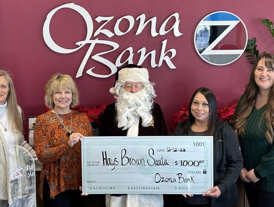 Ozona Bank donates $1,000 to Hays County Brown Santa program