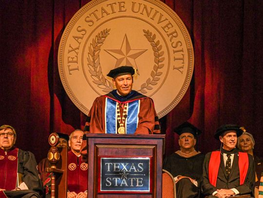 PRESIDENTIAL FIRST: TXST’s new president celebrates first commencement ceremony