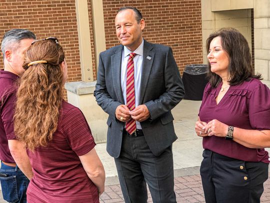 PRESIDENTIAL WELCOME: New TXST president hosts meet and greet during first day on job