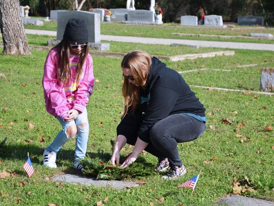 REMEMBERING VETERANS: Volunteers place wreaths on veterans’ graves at San Marcos City Cemetery 