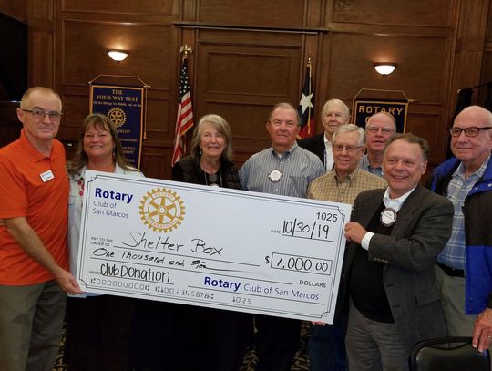 Rotary Club of San Marcos donates to Shelter Box