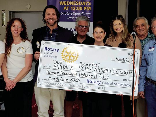 Rotary honors Burdick with scholarship check to TXST