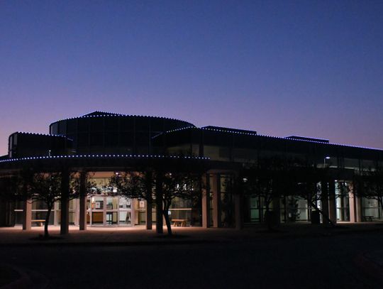 San Marcos honors teachers by lighting city buildings light blue  