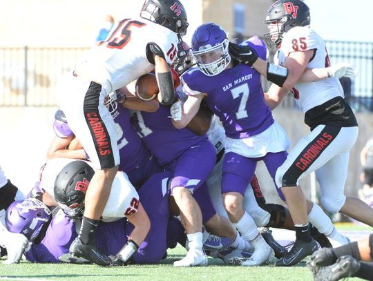 San Marcos struggles in the second half against Austin Bowie, fall 42-28