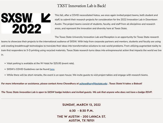 Texas State to host 2022 Innovation Lab at SXSW 