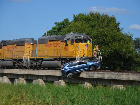 Train and auto collision on Guadalupe Street