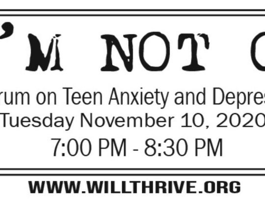 WillThrive Foundation to host virtual forum to help anxiety, depression in teens