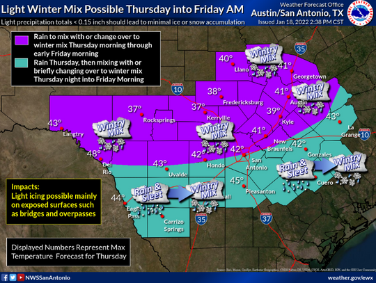 Wintry weather in forecast for Thursday but impact expected to be minimal, NWS says 
