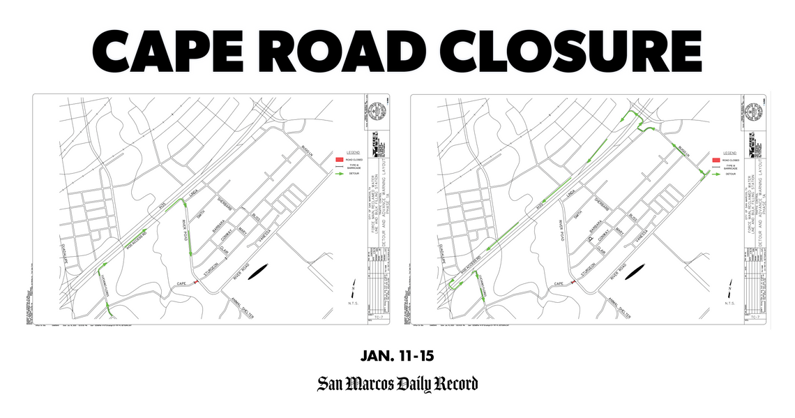 Cape Road closure beginning Jan. 11 Cape Road closure beginning Jan. 11