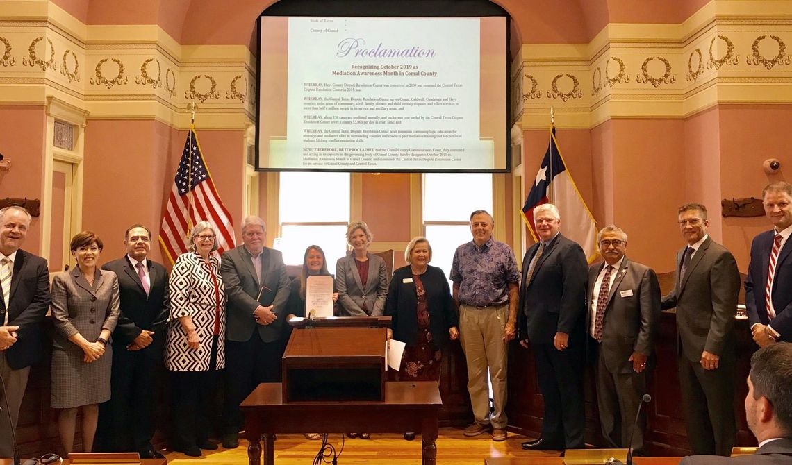 Comal County proclaims October as 'Mediation Awareness Month'