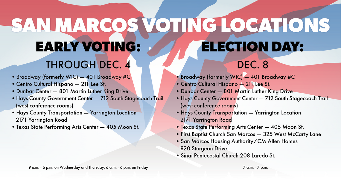 Early voting underway for San Marcos mayor, council place 5 runoff Early voting underway for San Marcos mayor, council place 5 runoff
