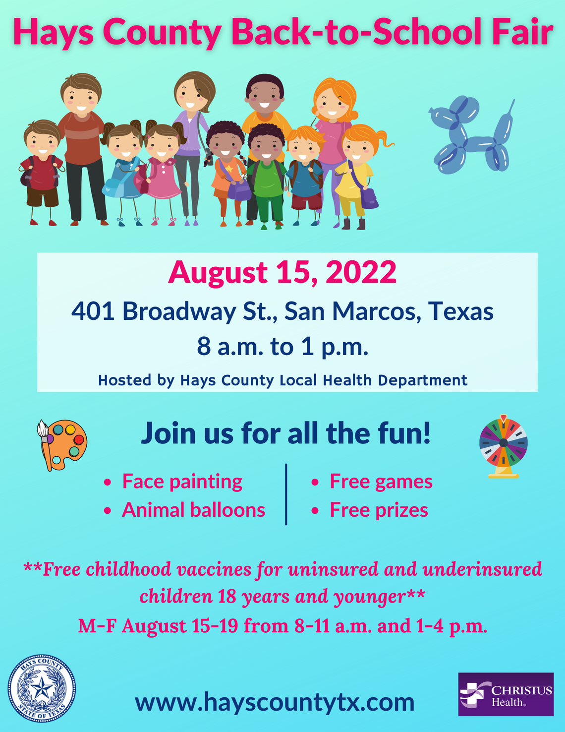 Hays County to host back-to-school fair, provide childhood vaccines Hays County to host back-to-school fair, provide childhood vaccines