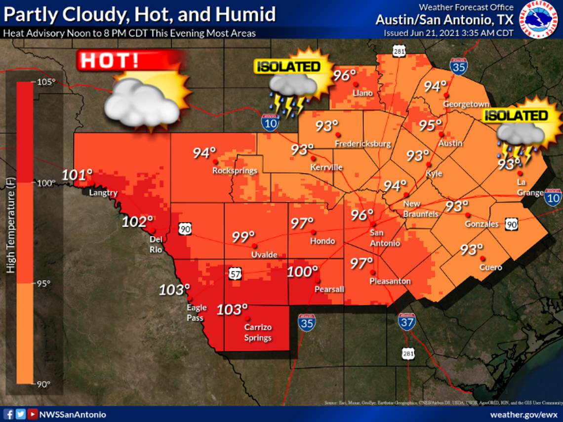 Heat advisory issued for San Marcos, Hays County with 'very high' heat index values expected Monday