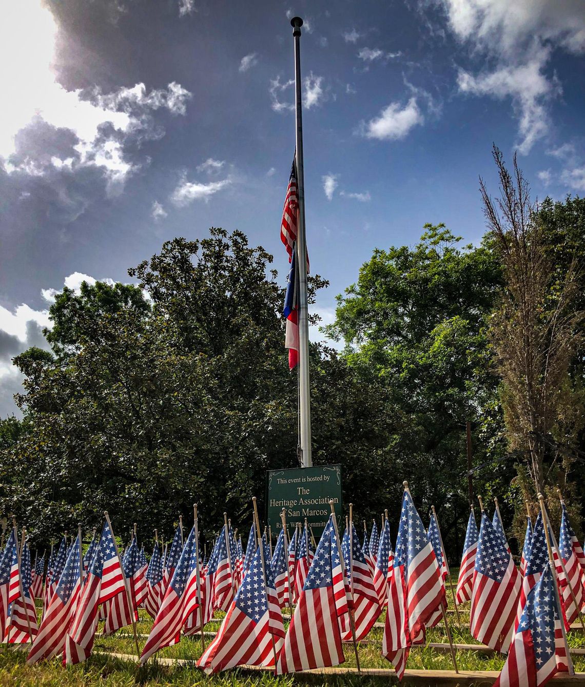 HONORING THE FLAG: American flags fly around San Marcos during Flag Day