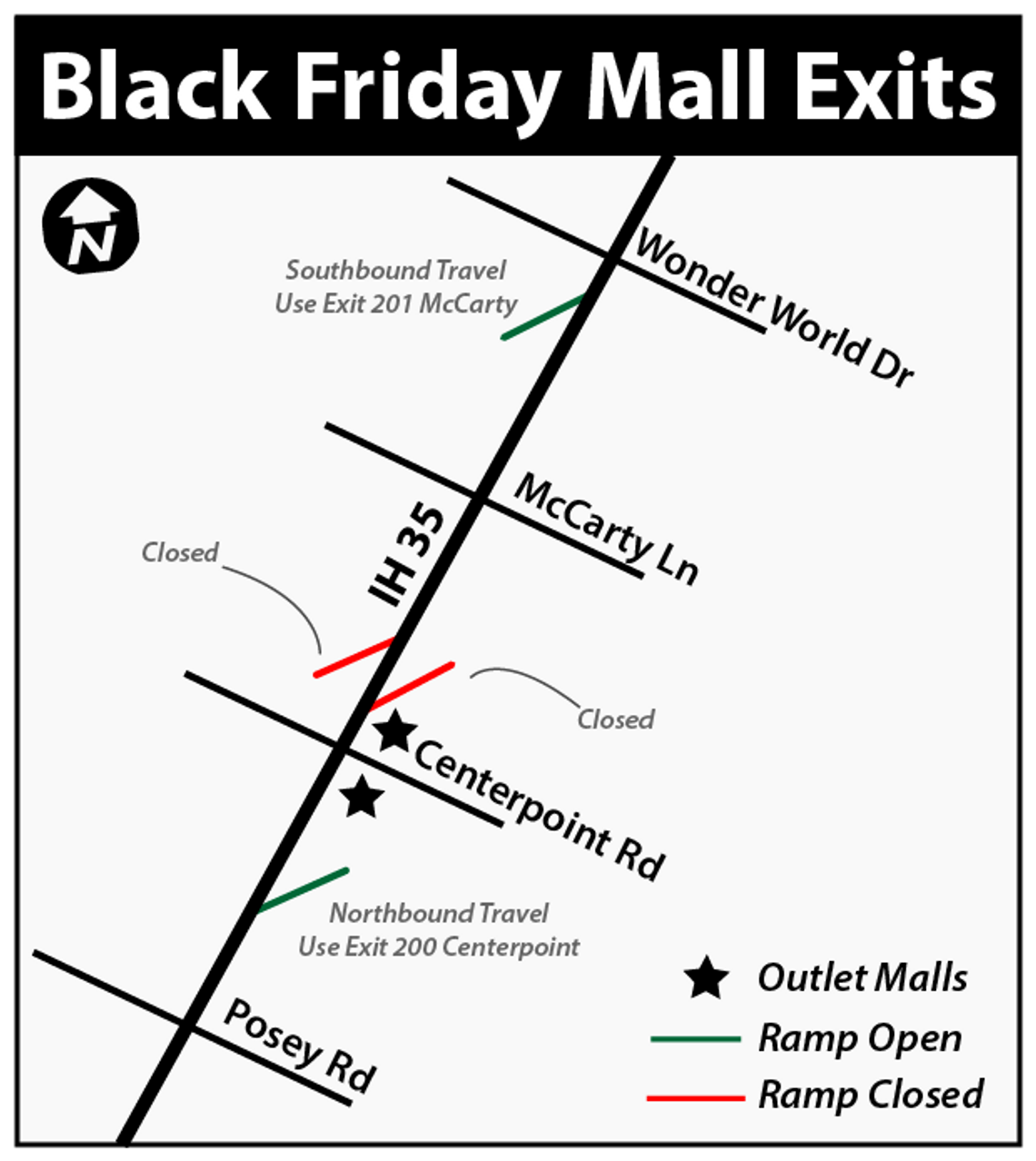 I-35 exit ramp closures planned near outlet malls for Black Friday shopping I-35 exit ramp closures planned near outlet malls for Black Friday shopping