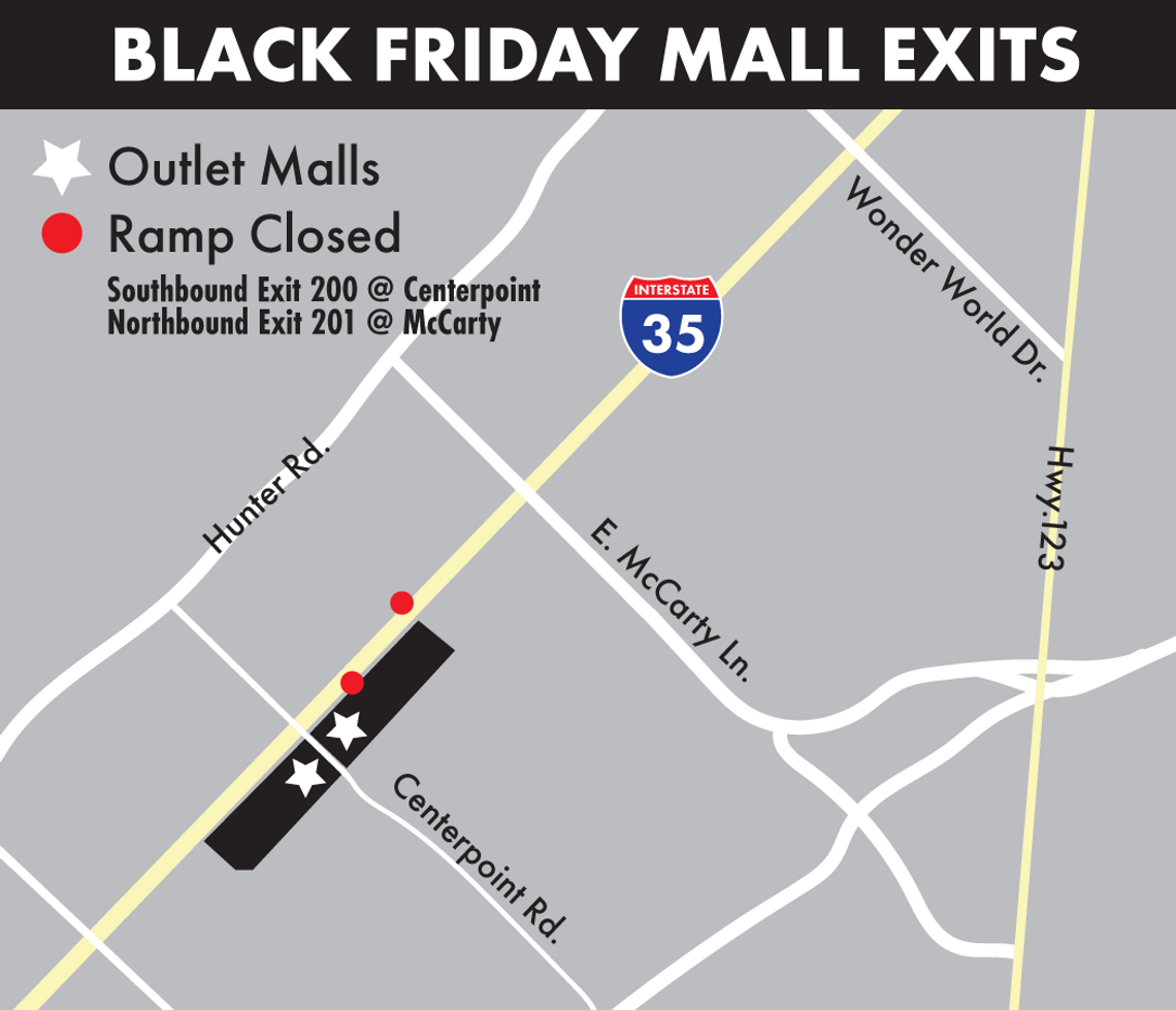 Interstate 35 exits to close for Black Friday 