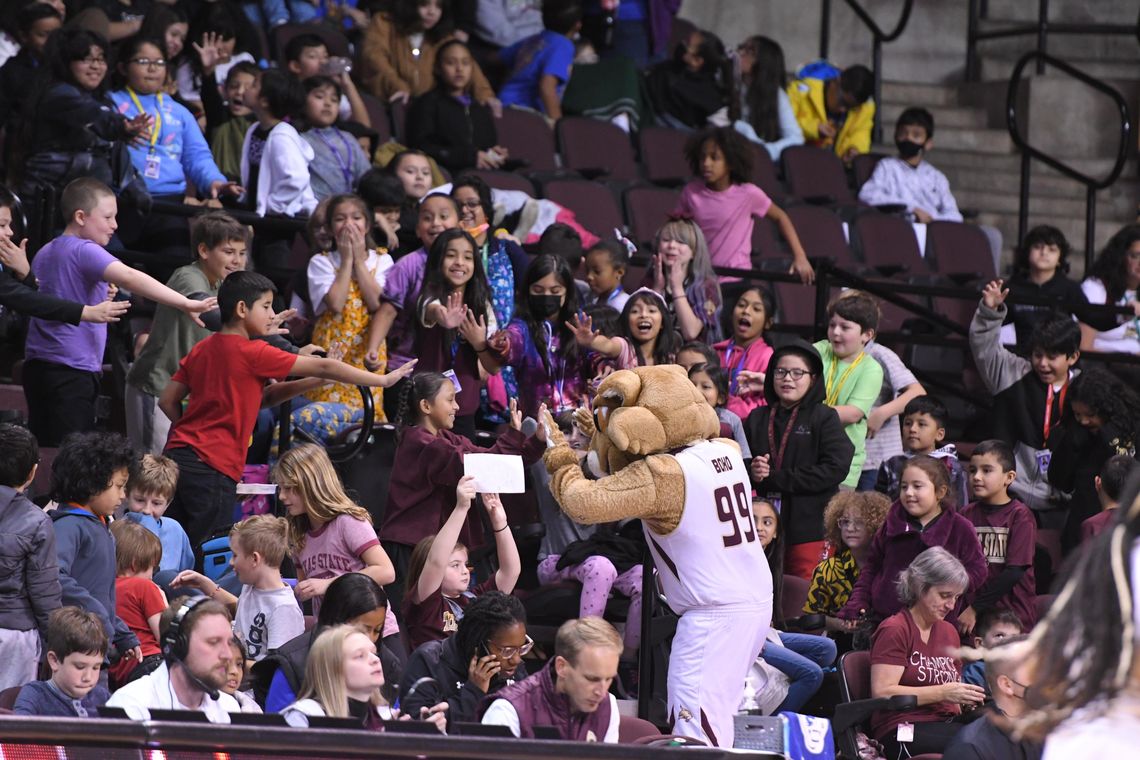 KID'S GAME RETURNS: San Marcos CISD students fill stands at Strahan Arena on Thursday