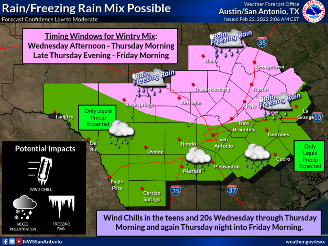 National Weather Service issues Winter Weather Advisory; cold shelter to open in San Marcos