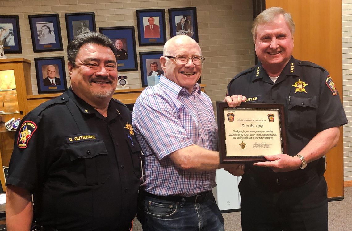 Outgoing County Crimestoppers chair honored by sheriff  