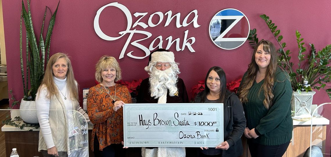 Ozona Bank donates $1,000 to Hays County Brown Santa program