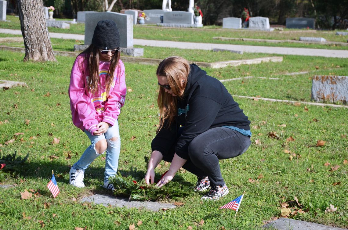 REMEMBERING VETERANS: Volunteers place wreaths on veterans’ graves at San Marcos City Cemetery 