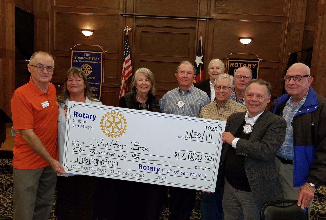 Rotary Club of San Marcos donates to Shelter Box