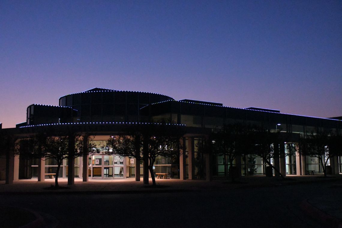 San Marcos honors teachers by lighting city buildings light blue  