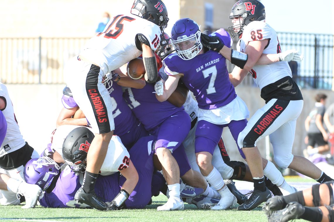 San Marcos struggles in the second half against Austin Bowie, fall 42-28