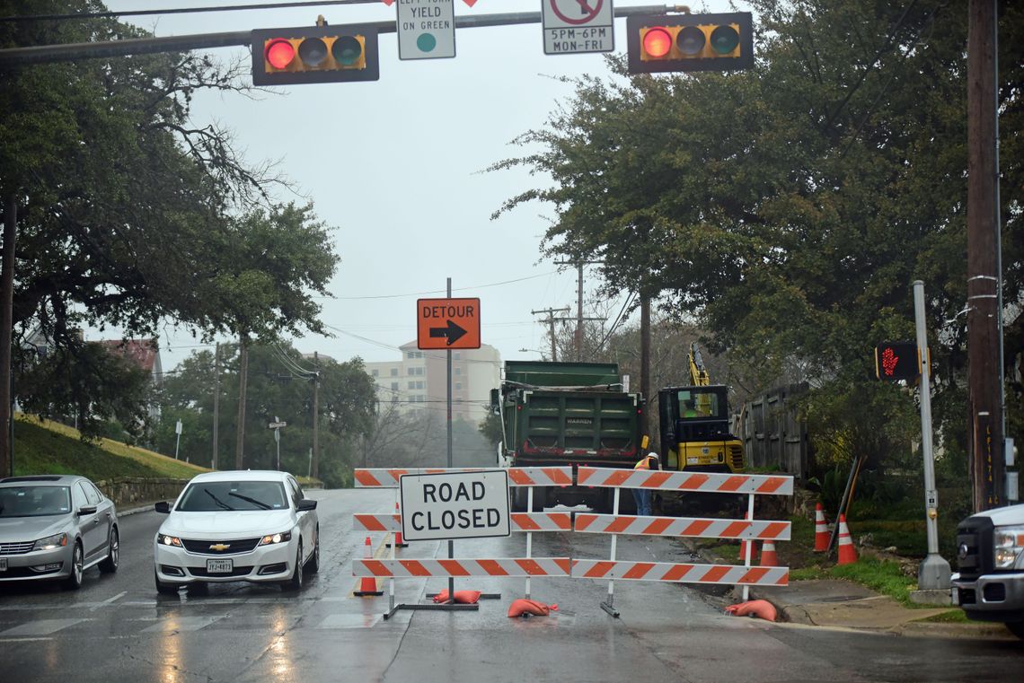 Sidewalk construction closes roadway