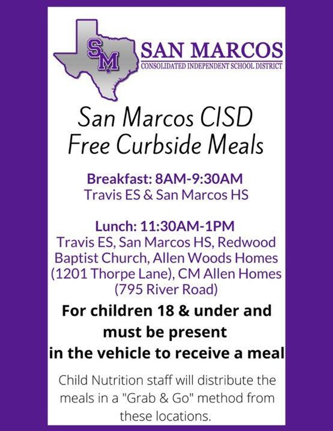 SMCISD to provide meals for students