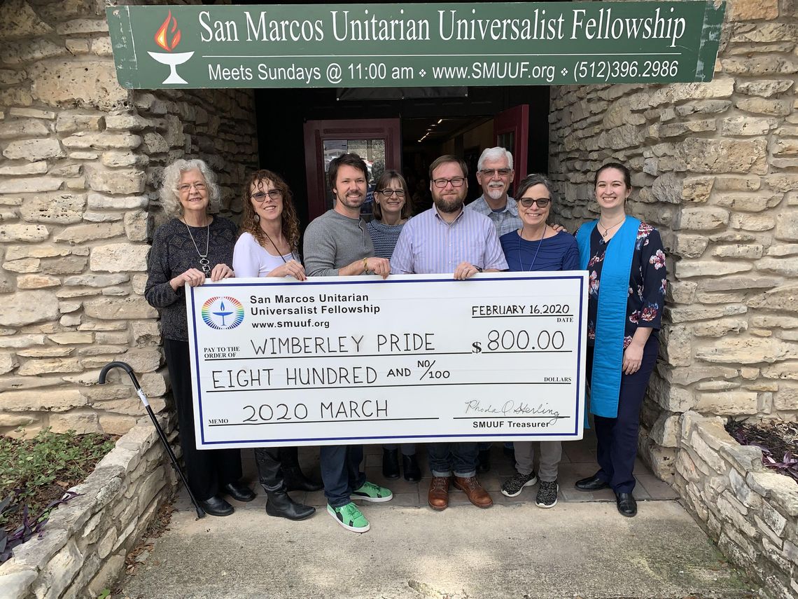 SMUUF donates-the-plate to Wimberley Pride