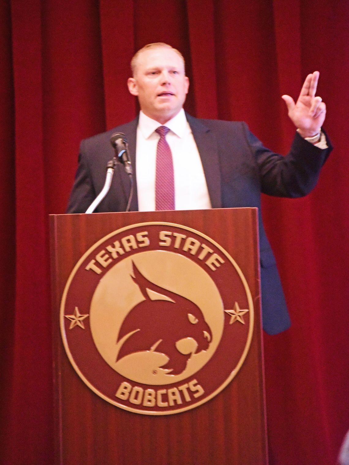 Steven Trout introduced as new Texas State head coach