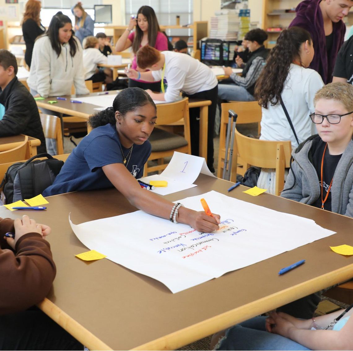 Student leaders share ideas with superintendent at lunch program