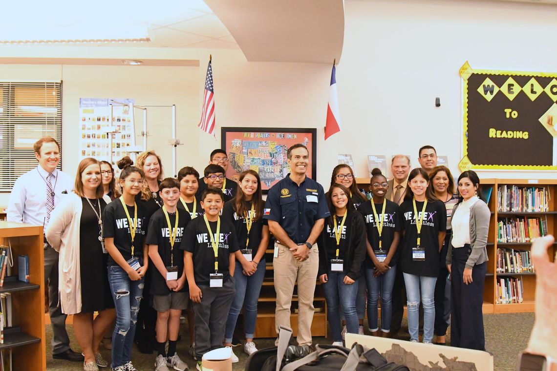 Texas Land Commissioner visits Goodnight Middle School, teaches history lesson