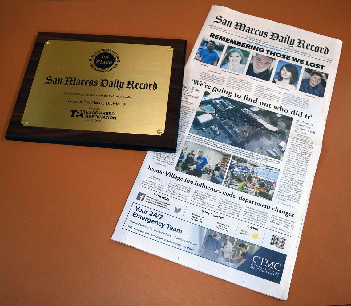 Texas Press Association awards Daily Record first in general excellence