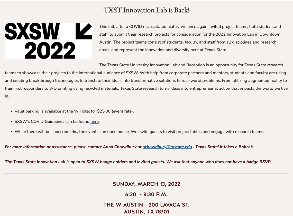 Texas State to host 2022 Innovation Lab at SXSW 