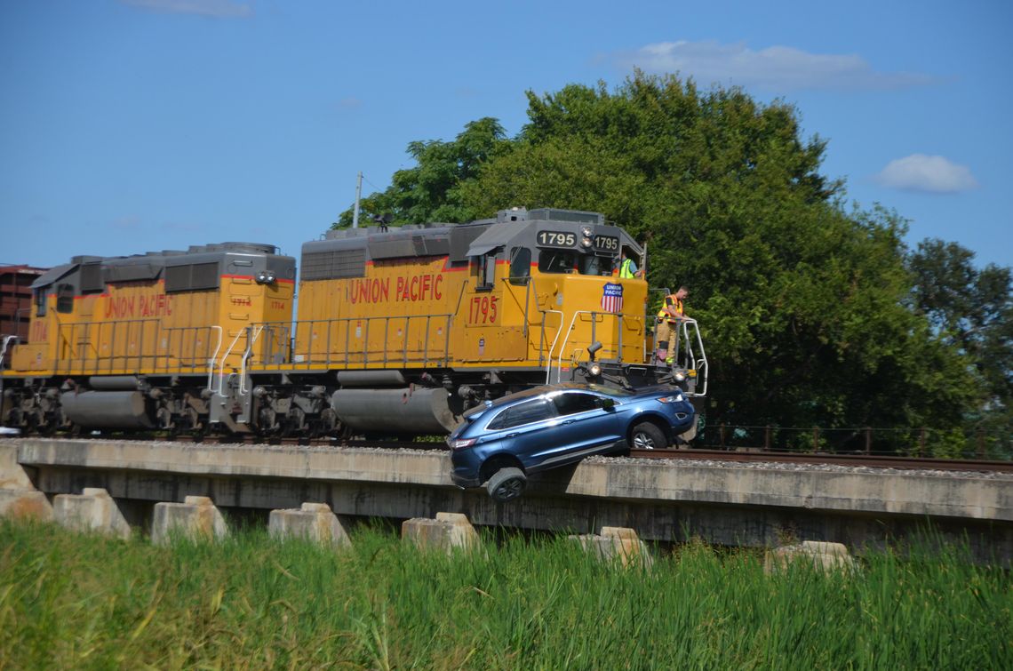 Train and auto collision on Guadalupe Street