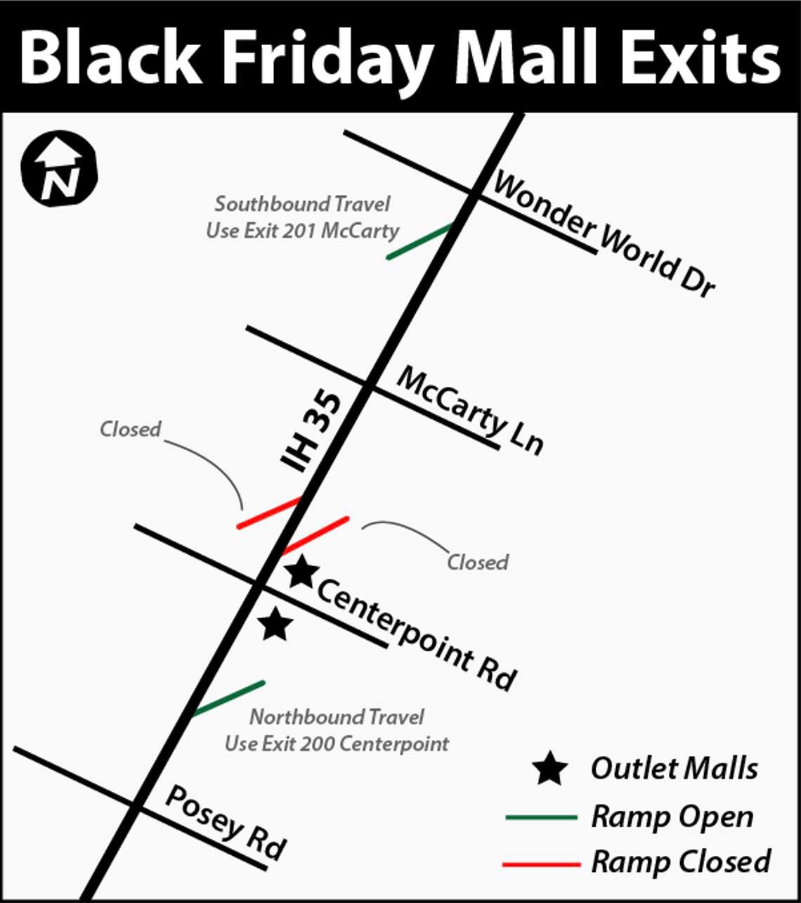 Two I-35 ramps to be closed during Black Friday weekend Two I-35 ramps to be closed during Black Friday weekend