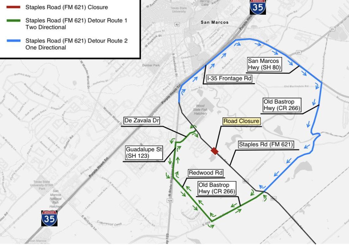 TxDOT to close portion of Staples Road beginning Sunday TxDOT to close portion of Staples Road beginning Sunday